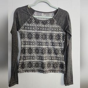 NWOT Grey Aztec Baseball Long  Sleeve Shirt - Size small